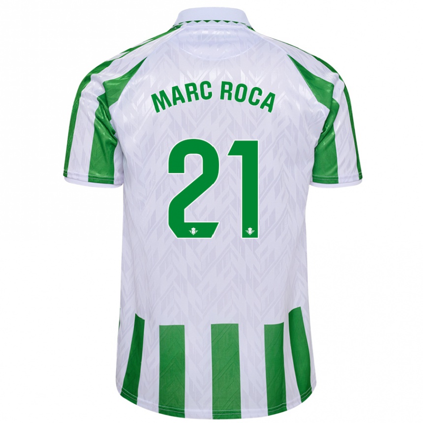 Kids Football Marc Roca #21 Green White Stripes Home Jersey 2024/25 T-Shirt Canada