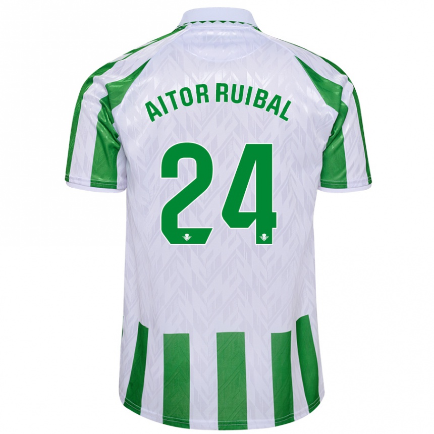 Kids Football Aitor Ruibal #24 Green White Stripes Home Jersey 2024/25 T-Shirt Canada