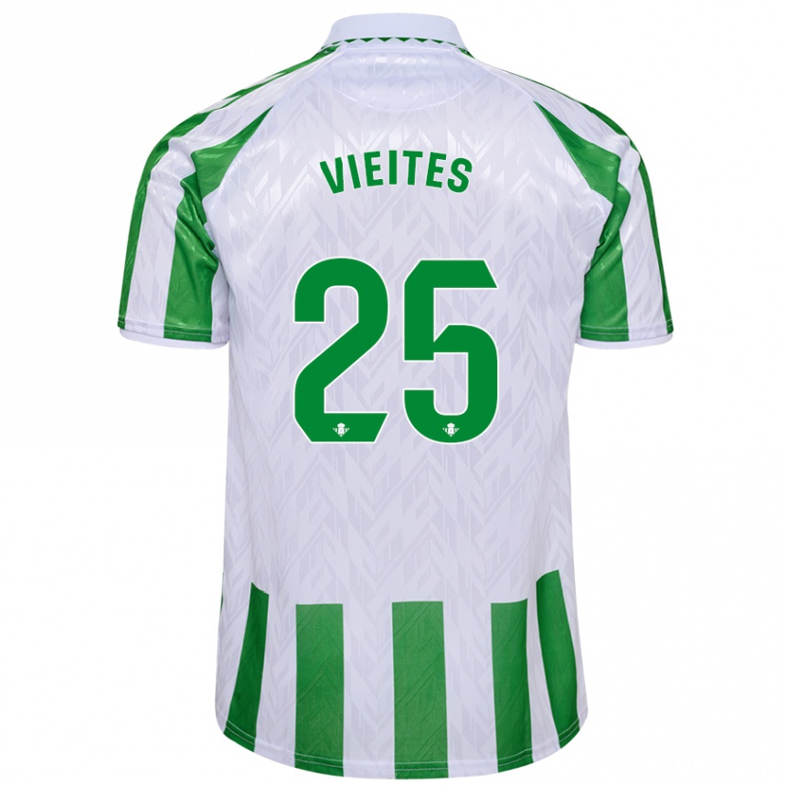 Kids Football Fran Vieites #25 Green White Stripes Home Jersey 2024/25 T-Shirt Canada