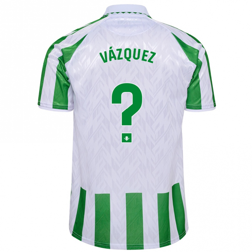 Kids Football Leo Vázquez #0 Green White Stripes Home Jersey 2024/25 T-Shirt Canada