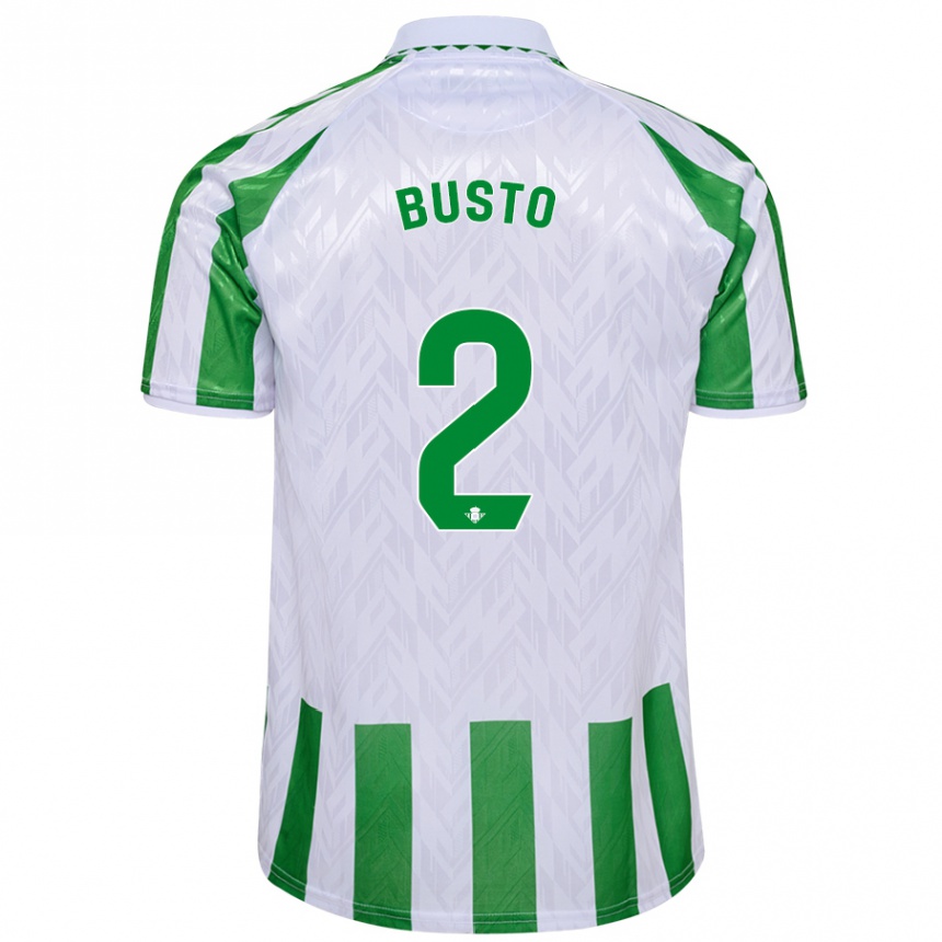 Kids Football Pablo Busto #2 Green White Stripes Home Jersey 2024/25 T-Shirt Canada