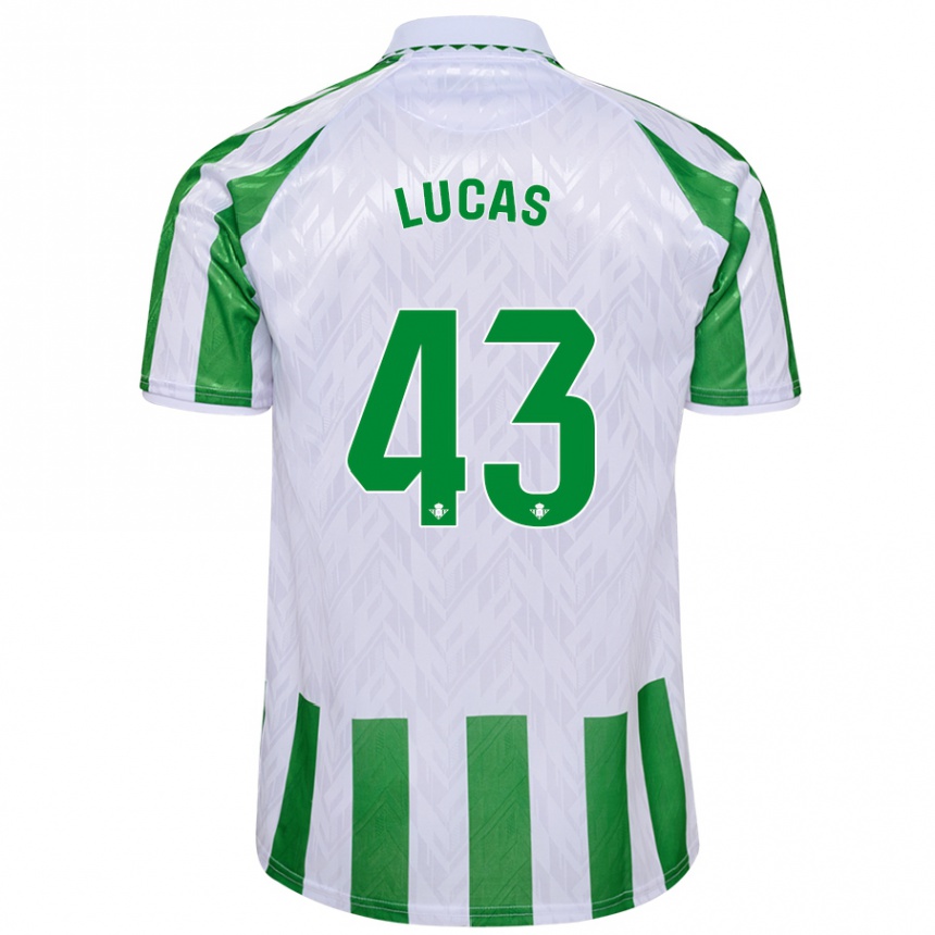 Enfant Football Maillot Lucas Alcázar #43 Rayures Vertes Et Blanches Tenues Domicile 2024/25 Canada