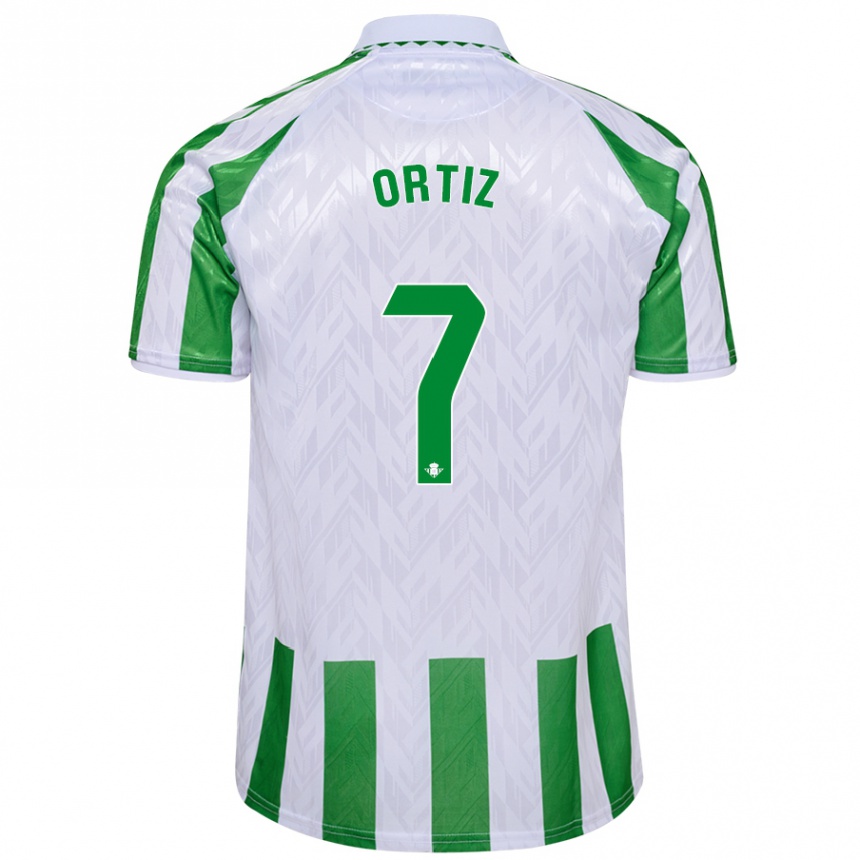 Kids Football Ángel Ortiz #7 Green White Stripes Home Jersey 2024/25 T-Shirt Canada