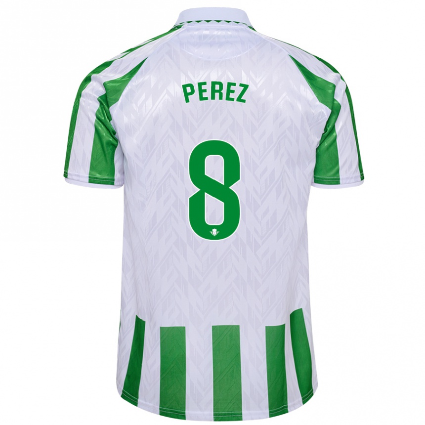 Enfant Football Maillot Dani Pérez #8 Rayures Vertes Et Blanches Tenues Domicile 2024/25 Canada