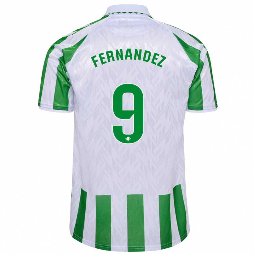 Kids Football Marcos Fernández #9 Green White Stripes Home Jersey 2024/25 T-Shirt Canada