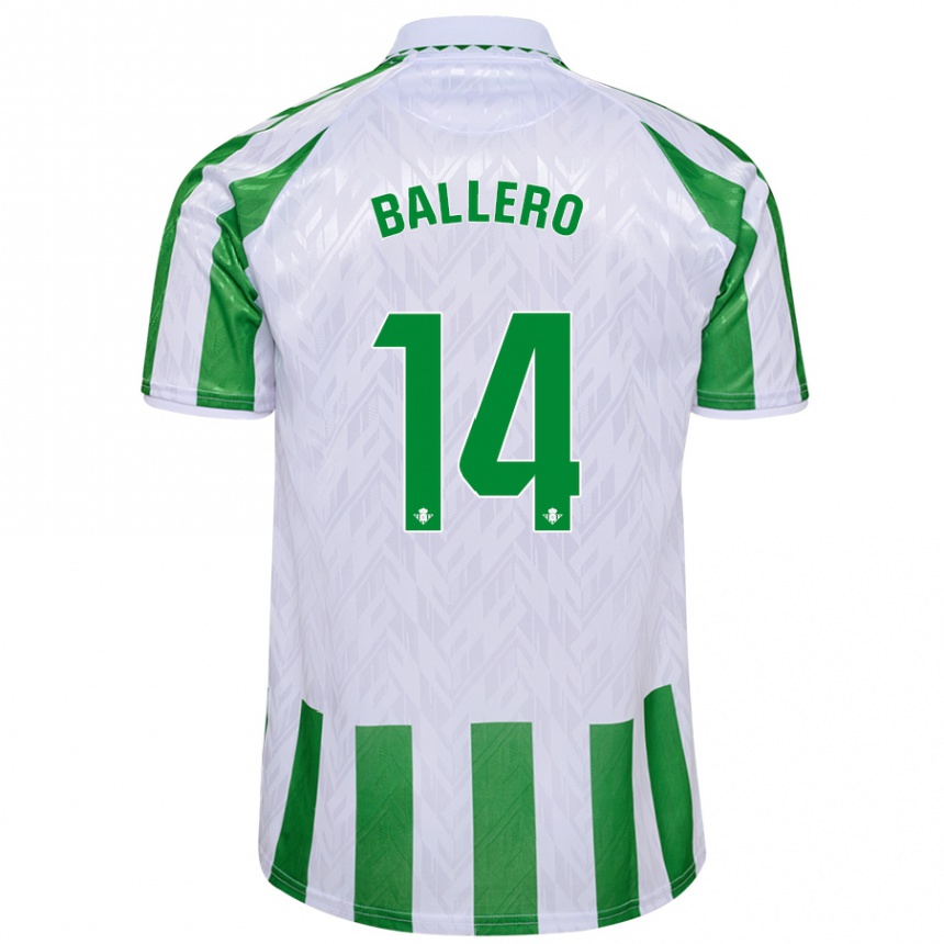 Kids Football Sander Ballero #14 Green White Stripes Home Jersey 2024/25 T-Shirt Canada