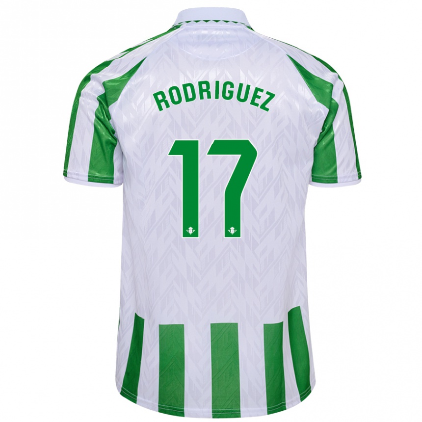 Kids Football Jesús Rodriguez #17 Green White Stripes Home Jersey 2024/25 T-Shirt Canada