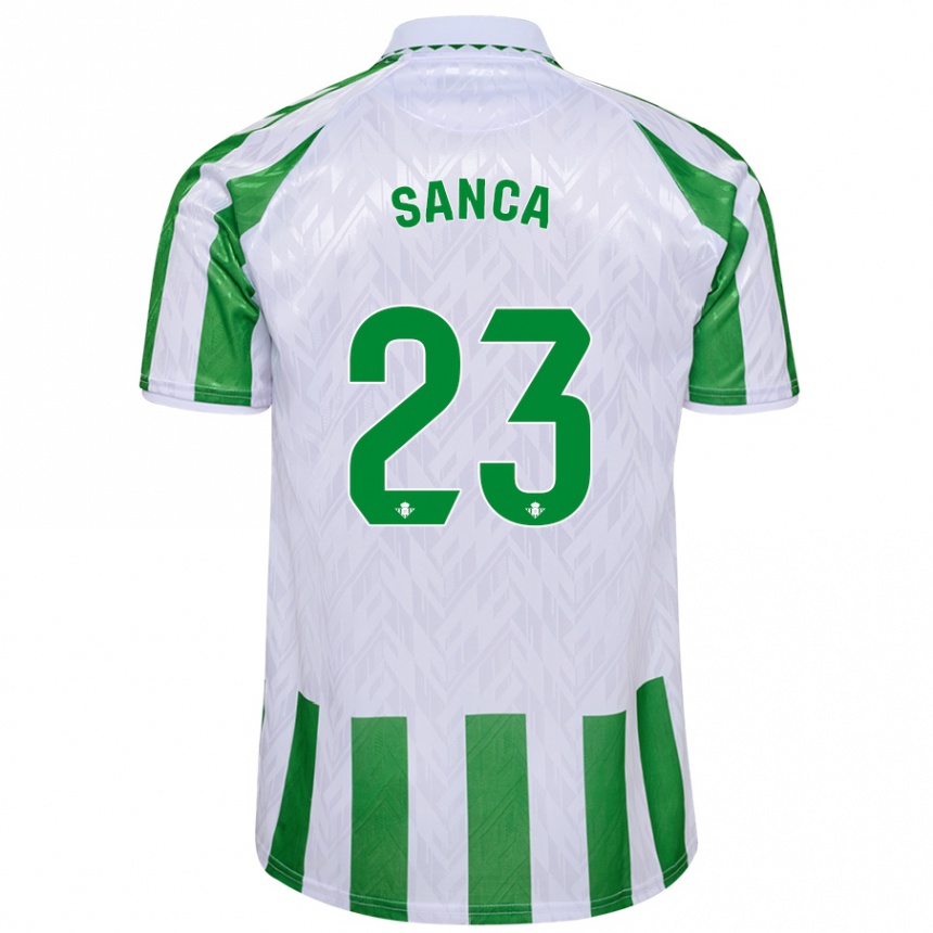 Kids Football Marciano Sanca #23 Green White Stripes Home Jersey 2024/25 T-Shirt Canada