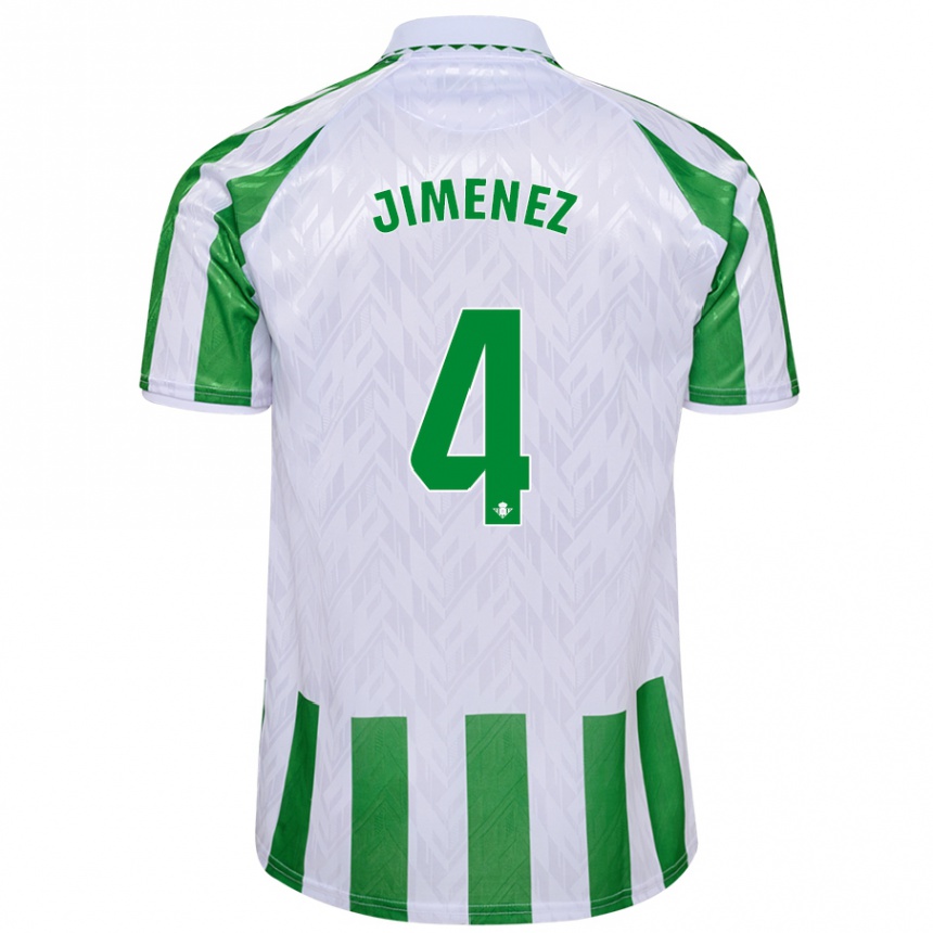 Enfant Football Maillot María Jiménez Gutiérrez #4 Rayures Vertes Et Blanches Tenues Domicile 2024/25 Canada