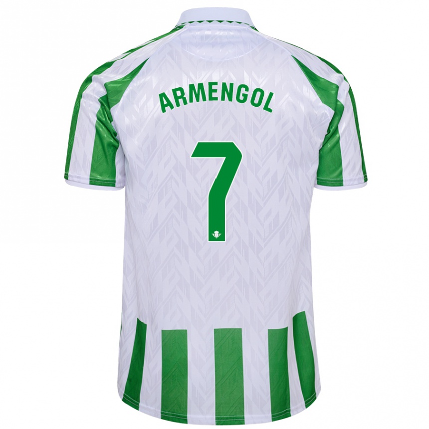 Kids Football Carla Armengol Joaniquet #7 Green White Stripes Home Jersey 2024/25 T-Shirt Canada