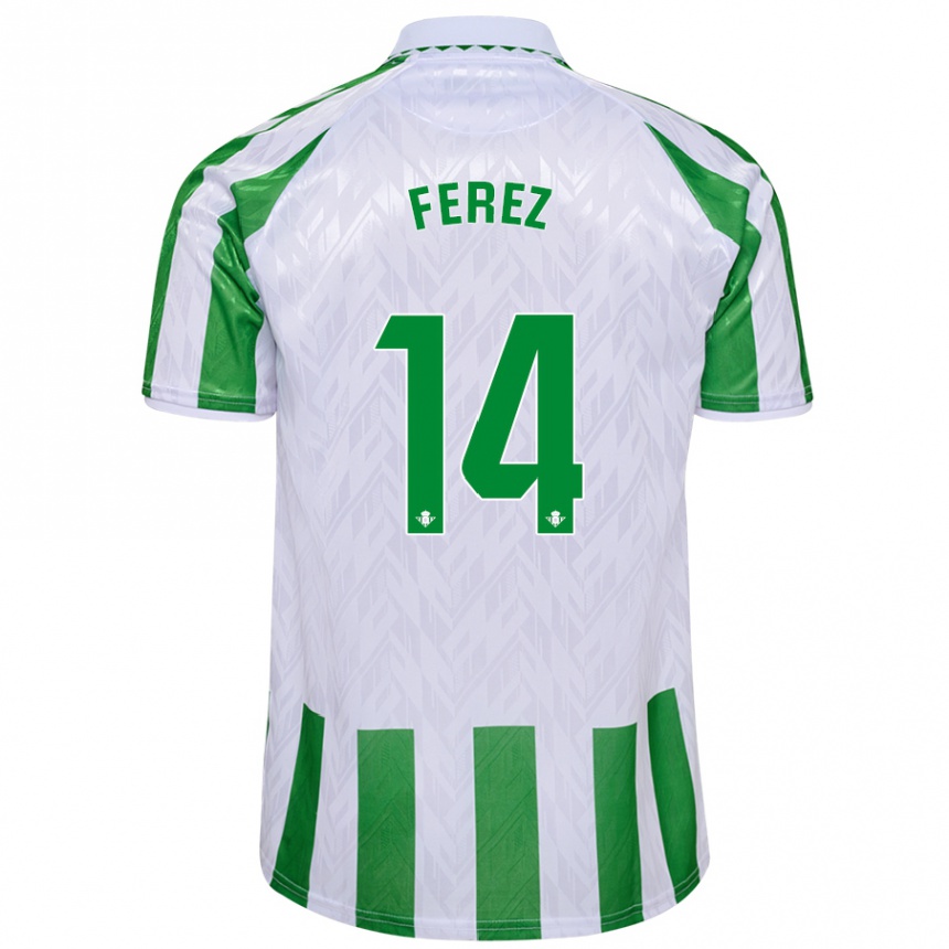 Kids Football Carolina Férez #14 Green White Stripes Home Jersey 2024/25 T-Shirt Canada