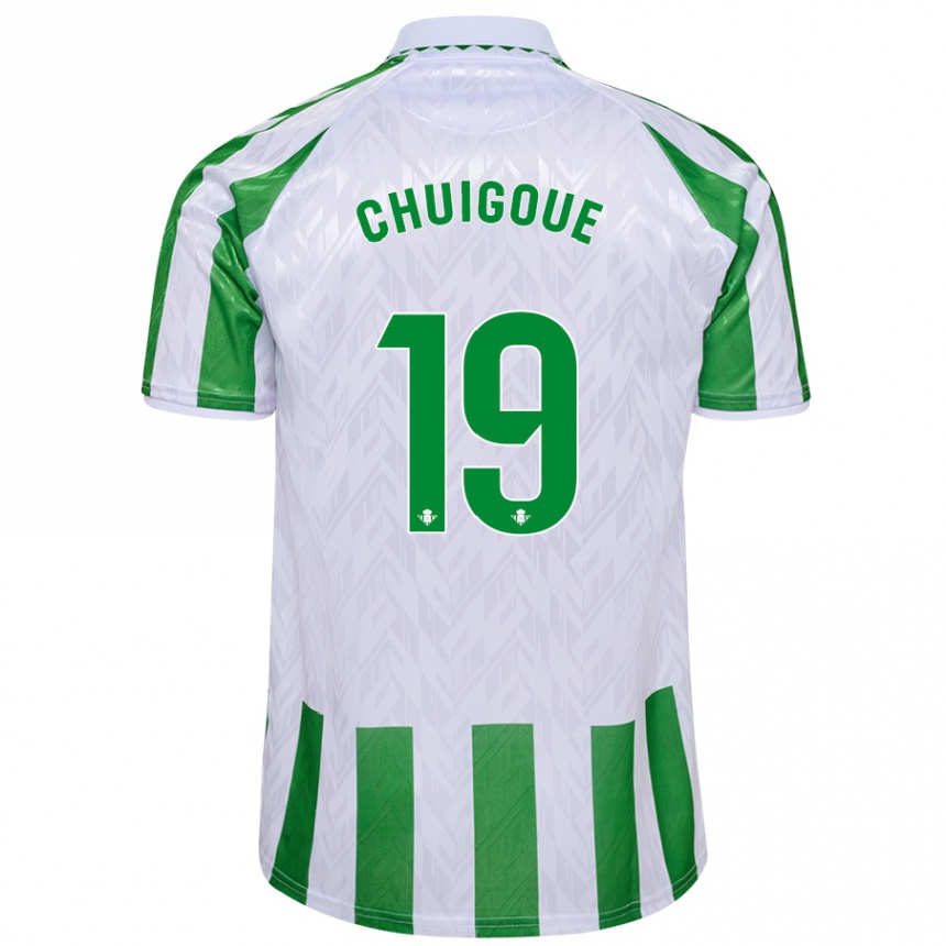 Kids Football Dorine Chuigoué #19 Green White Stripes Home Jersey 2024/25 T-Shirt Canada