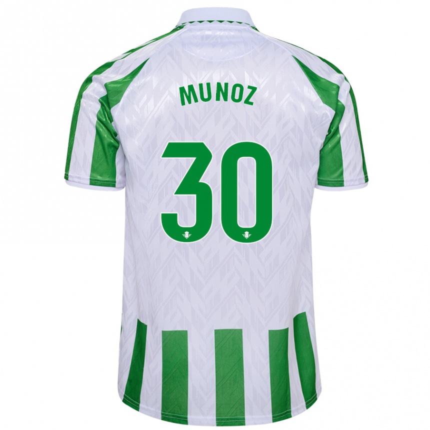 Enfant Football Maillot Blanca Muñoz #30 Rayures Vertes Et Blanches Tenues Domicile 2024/25 Canada