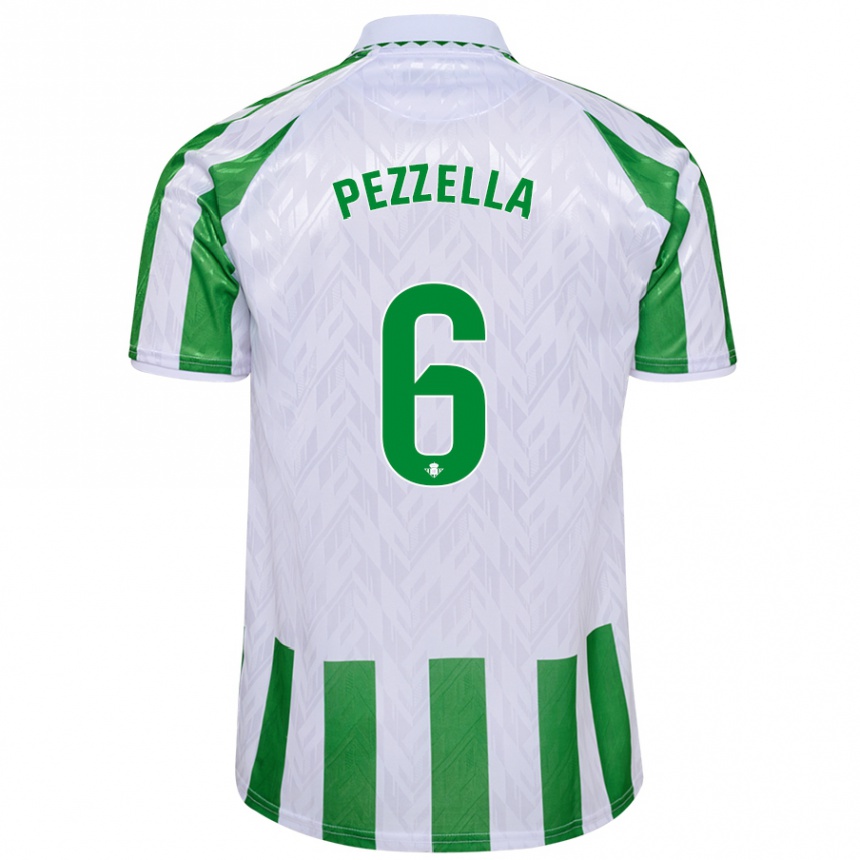 Enfant Football Maillot Germán Pezzella #6 Rayures Vertes Et Blanches Tenues Domicile 2024/25 Canada