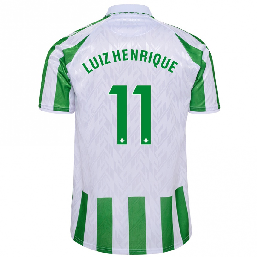 Kids Football Luiz Henrique #11 Green White Stripes Home Jersey 2024/25 T-Shirt Canada