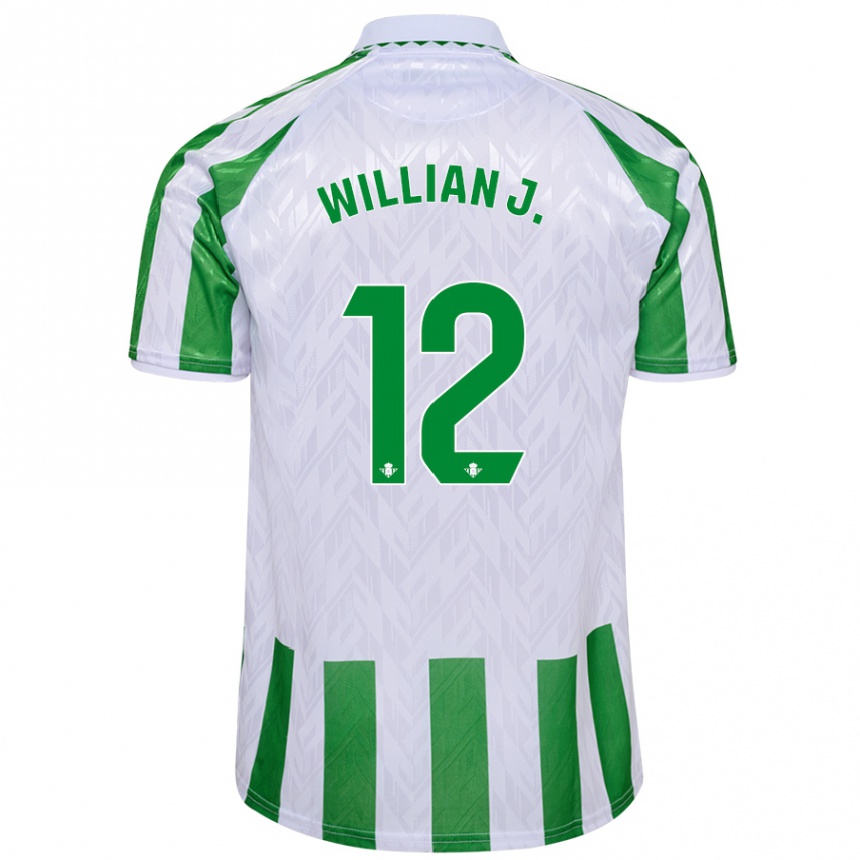 Enfant Football Maillot Willian José #12 Rayures Vertes Et Blanches Tenues Domicile 2024/25 Canada