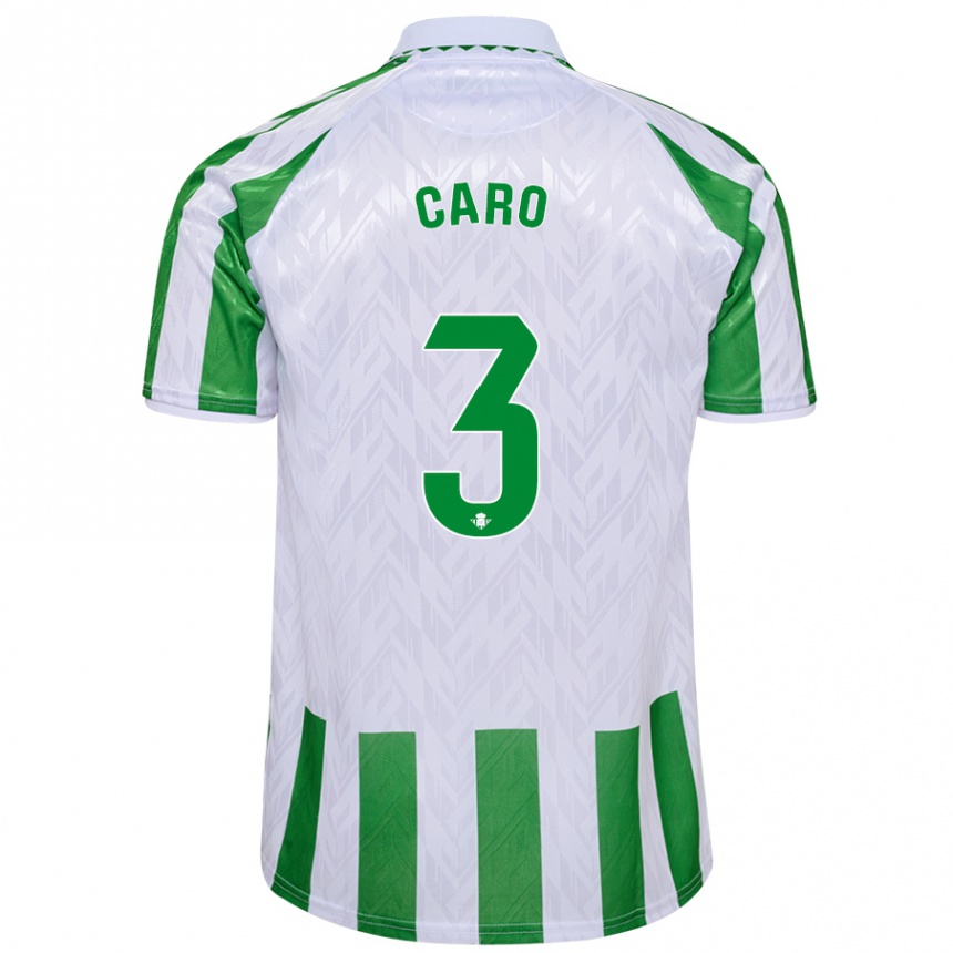 Kids Football Andrés Caro #3 Green White Stripes Home Jersey 2024/25 T-Shirt Canada