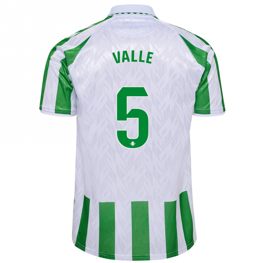 Kids Football María Valle López #5 Green White Stripes Home Jersey 2024/25 T-Shirt Canada