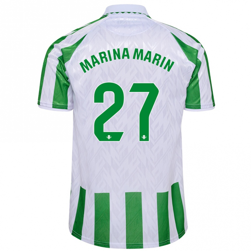 Enfant Football Maillot Marina Marín #27 Rayures Vertes Et Blanches Tenues Domicile 2024/25 Canada