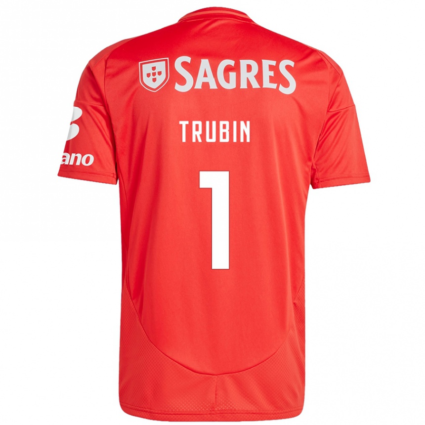 Enfant Football Maillot Anatoliy Trubin #1 Rouge Blanc Tenues Domicile 2024/25 Canada