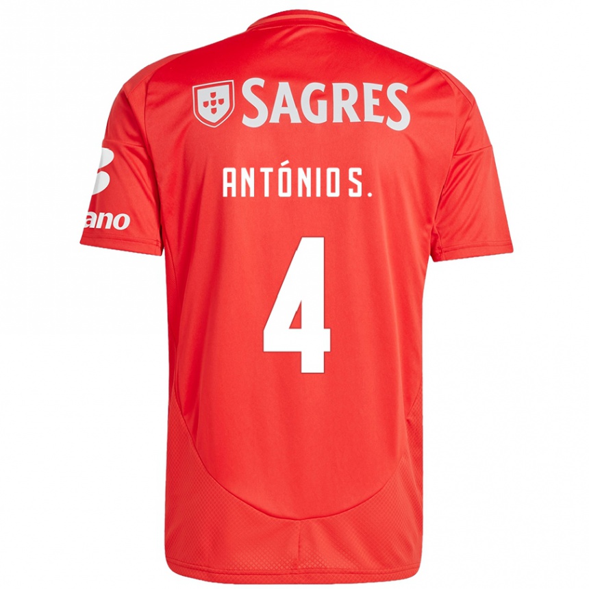 Enfant Football Maillot António Silva #4 Rouge Blanc Tenues Domicile 2024/25 Canada