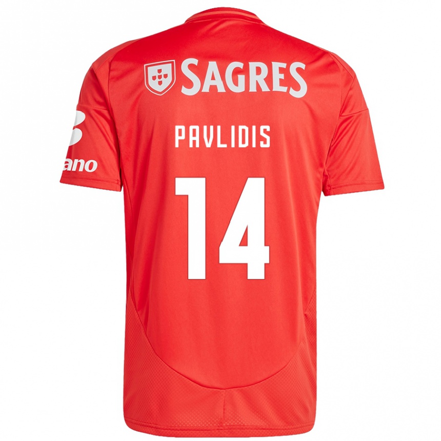 Kids Football Vangelis Pavlidis #14 Red White Home Jersey 2024/25 T-Shirt Canada