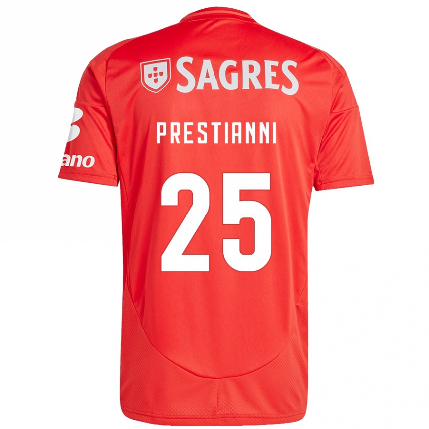 Kids Football Gianluca Prestianni #25 Red White Home Jersey 2024/25 T-Shirt Canada