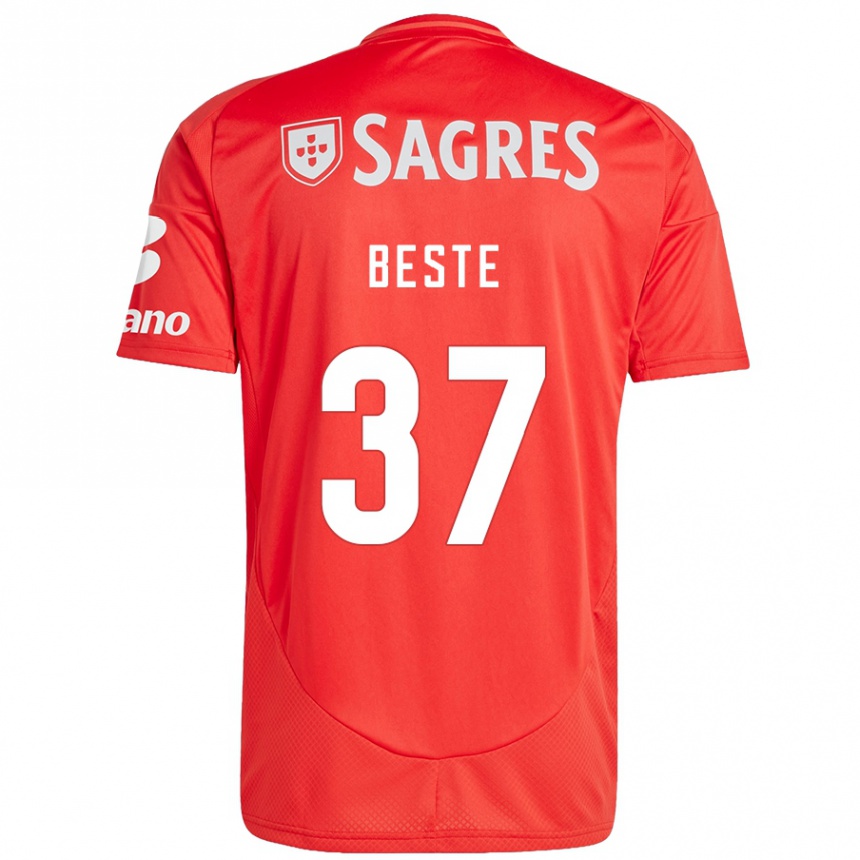 Kids Football Jan-Niklas Beste #37 Red White Home Jersey 2024/25 T-Shirt Canada