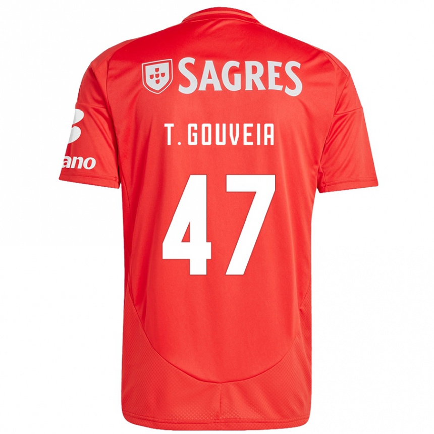 Kids Football Tiago Gouveia #47 Red White Home Jersey 2024/25 T-Shirt Canada