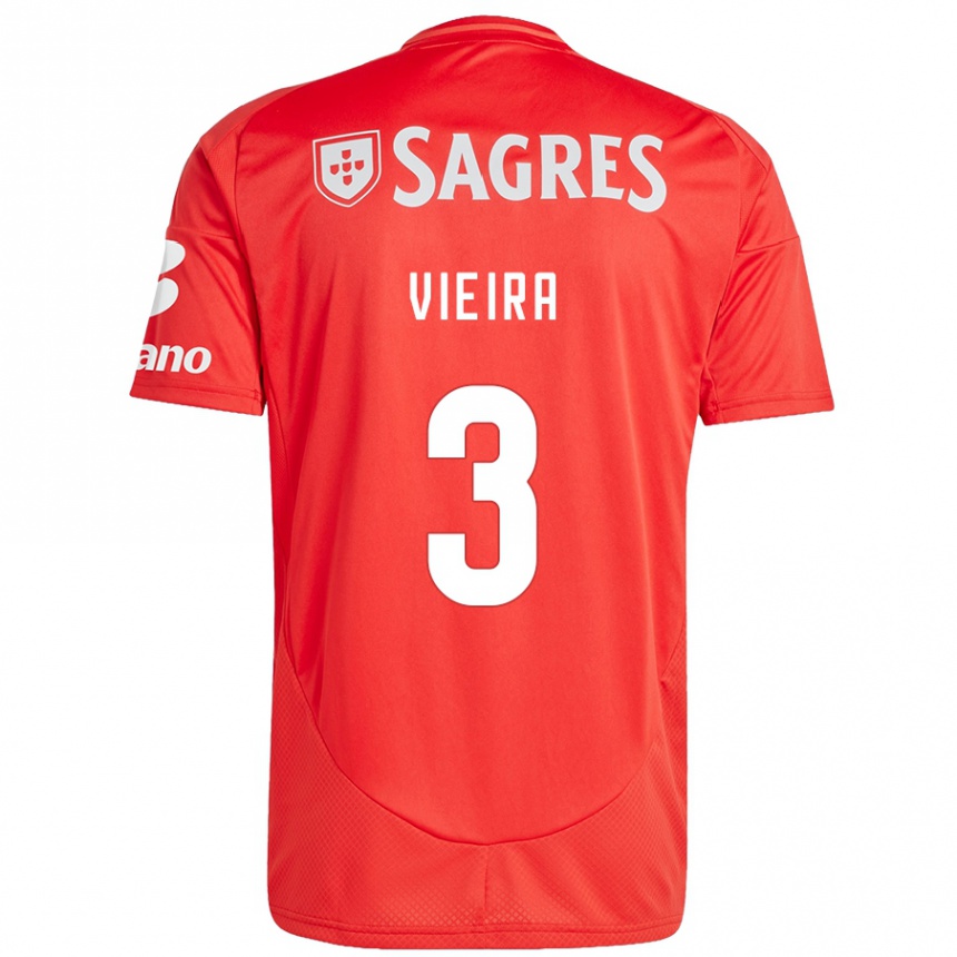 Enfant Football Maillot Miguel Vieira #3 Rouge Blanc Tenues Domicile 2024/25 Canada