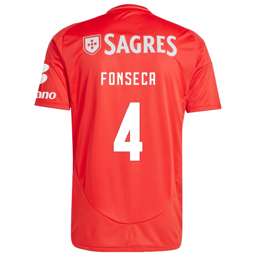 Enfant Football Maillot João Fonseca #4 Rouge Blanc Tenues Domicile 2024/25 Canada