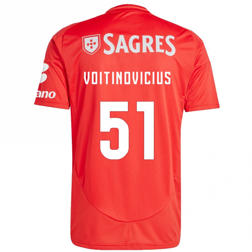 Kids Football Arnas Voitinovicius #51 Red White Home Jersey 2024/25 T-Shirt Canada