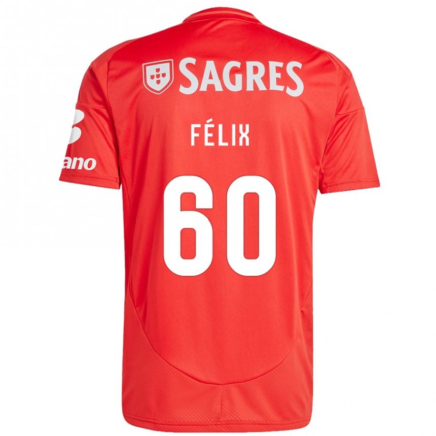 Enfant Football Maillot Nuno Félix #60 Rouge Blanc Tenues Domicile 2024/25 Canada