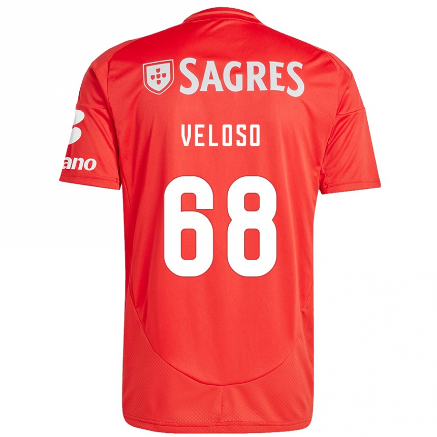 Kids Football João Veloso #68 Red White Home Jersey 2024/25 T-Shirt Canada