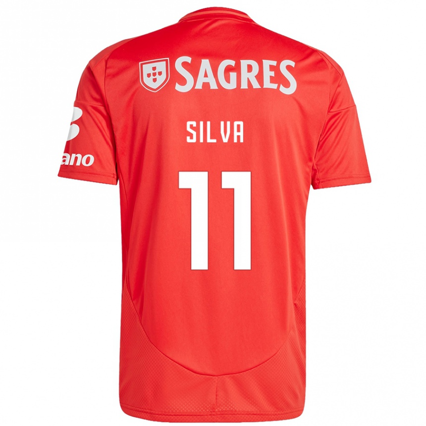 Kids Football Jéssica Silva #11 Red White Home Jersey 2024/25 T-Shirt Canada