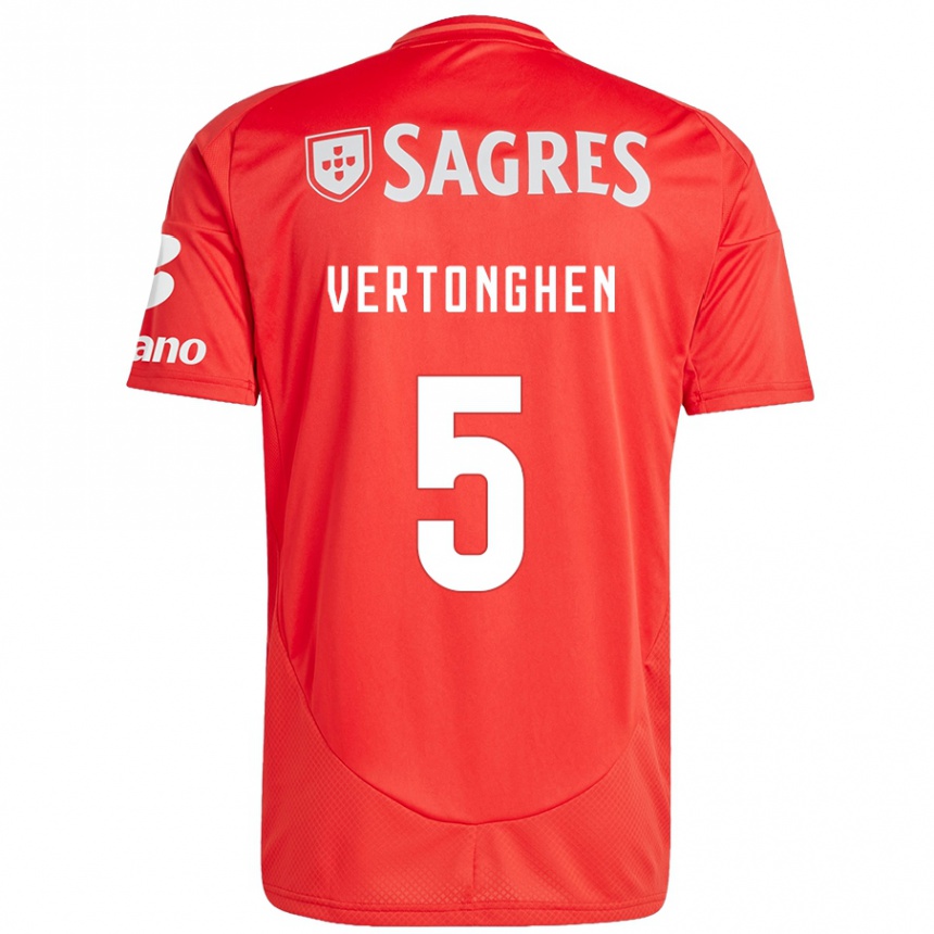 Kids Football Jan Vertonghen #5 Red White Home Jersey 2024/25 T-Shirt Canada