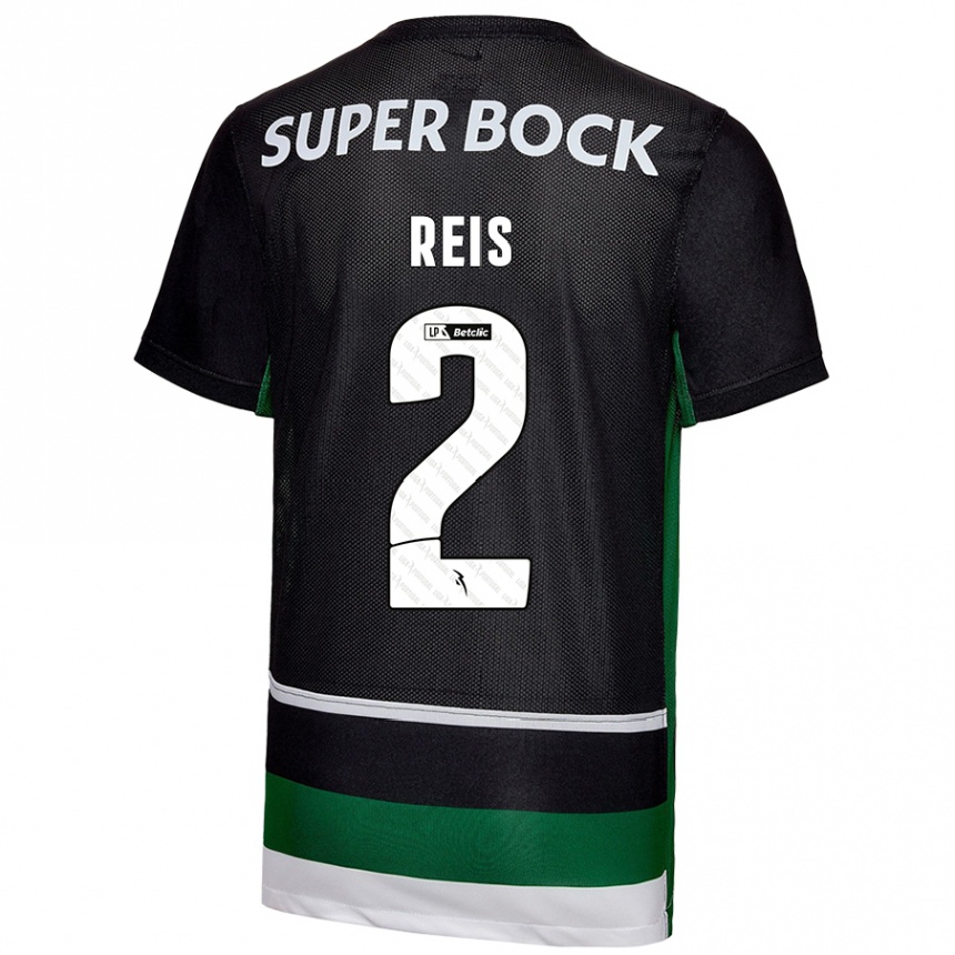 Kids Football Matheus Reis #2 Black White Green Home Jersey 2024/25 T-Shirt Canada