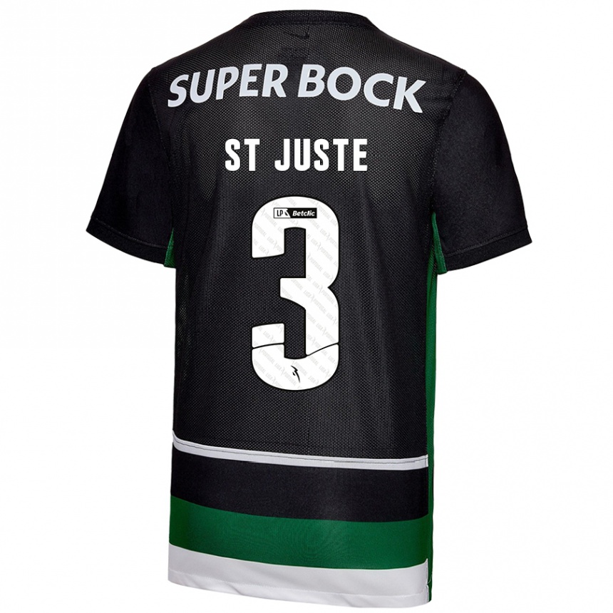 Kids Football Jerry St. Juste #3 Black White Green Home Jersey 2024/25 T-Shirt Canada