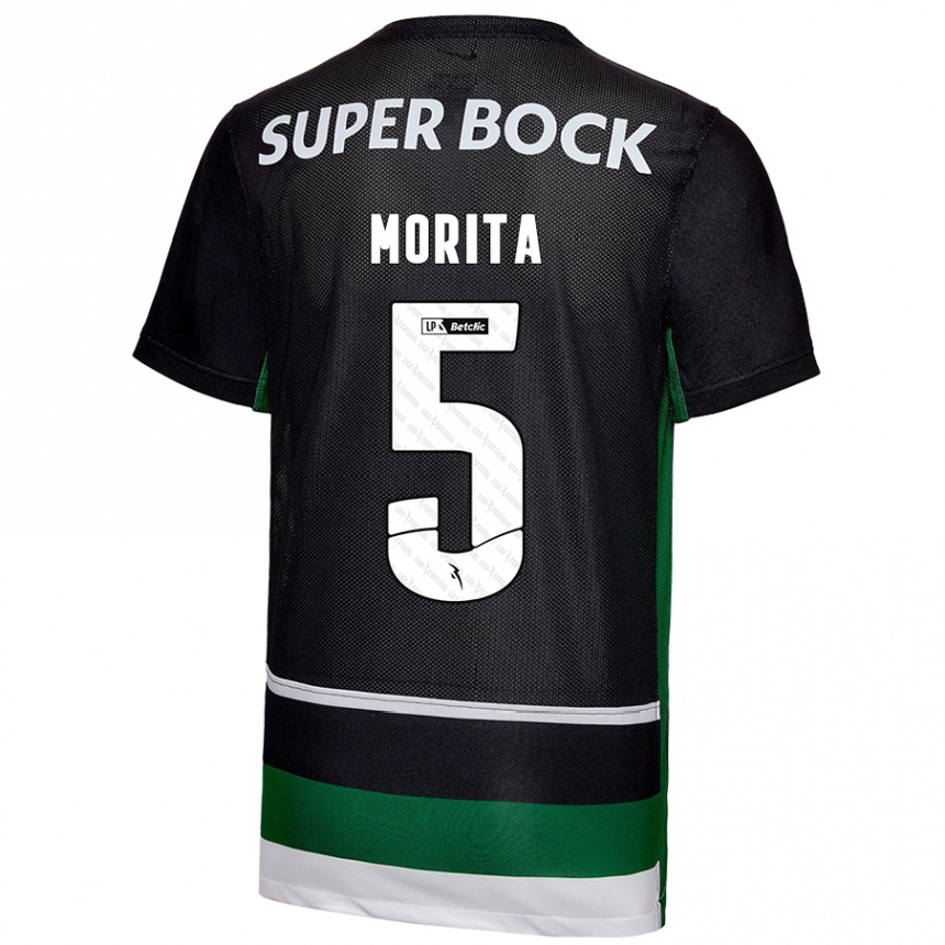 Kids Football Hidemasa Morita #5 Black White Green Home Jersey 2024/25 T-Shirt Canada