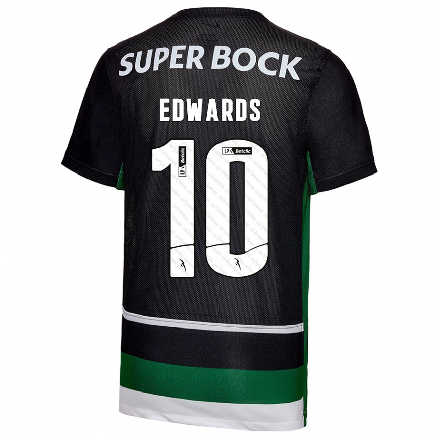 Enfant Football Maillot Marcus Edwards #10 Noir Blanc Vert Tenues Domicile 2024/25 Canada