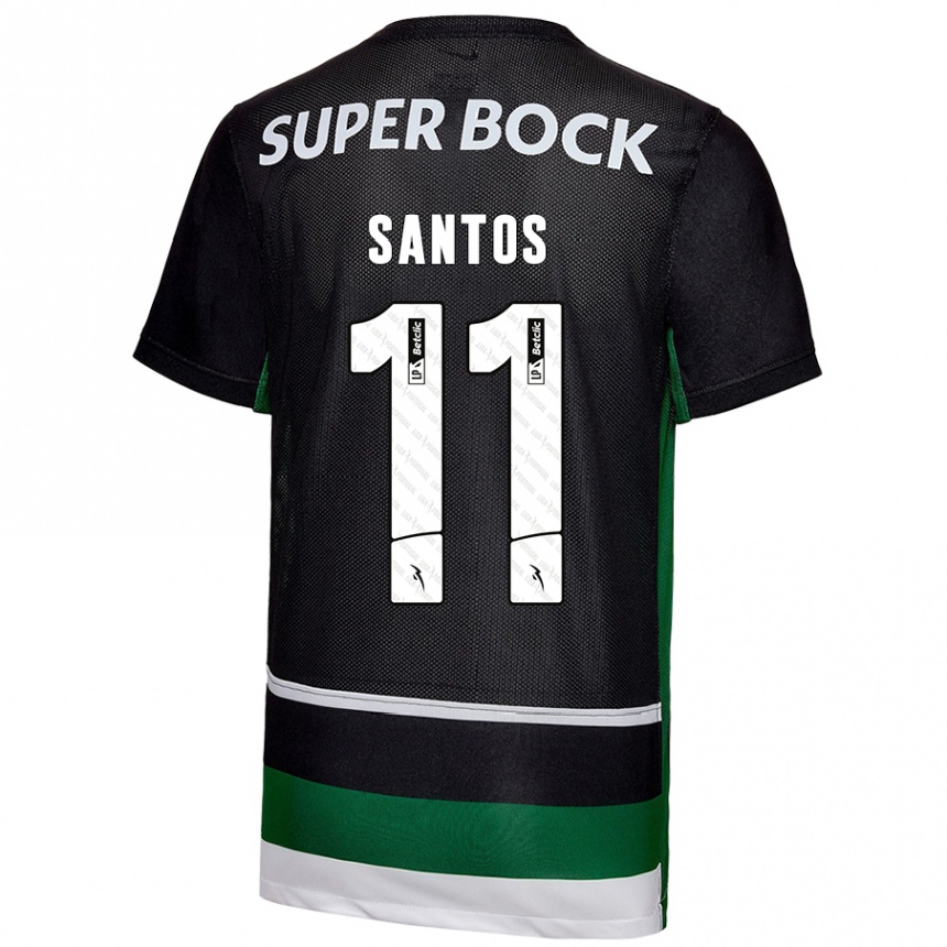 Kids Football Nuno Santos #11 Black White Green Home Jersey 2024/25 T-Shirt Canada