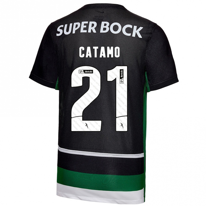 Kids Football Geny Catamo #21 Black White Green Home Jersey 2024/25 T-Shirt Canada