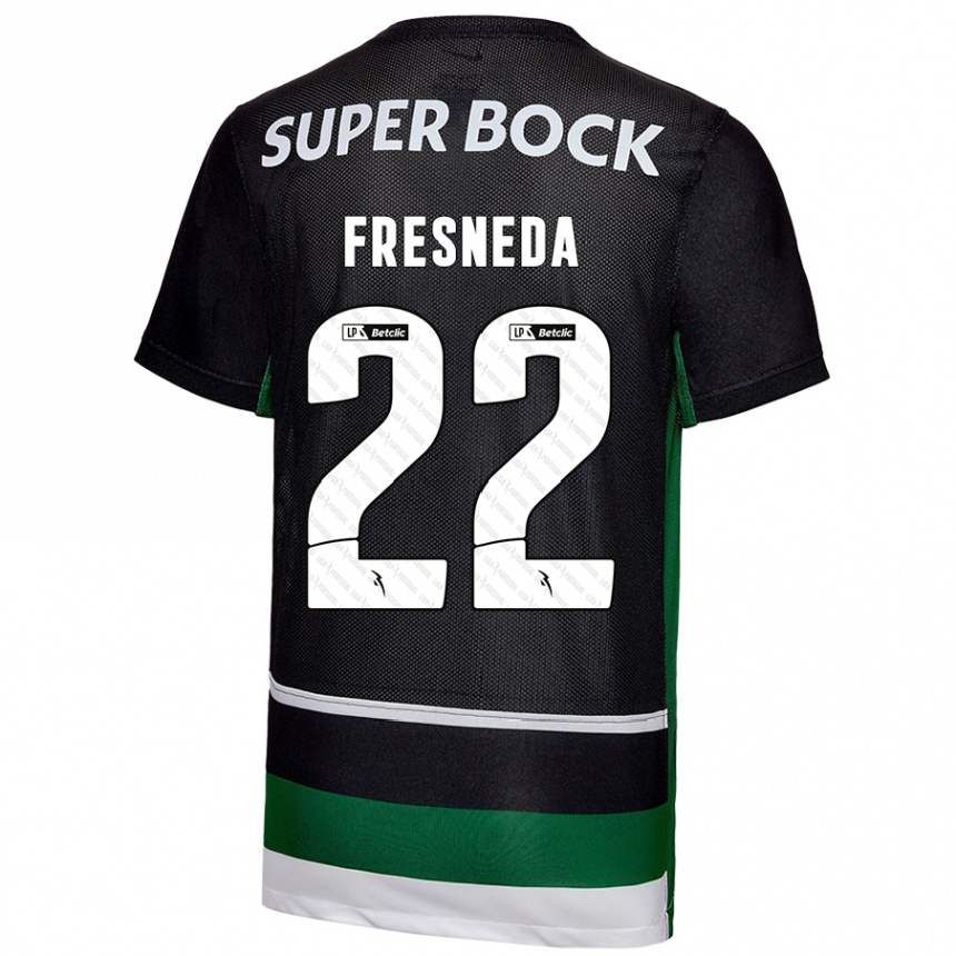 Kids Football Iván Fresneda #22 Black White Green Home Jersey 2024/25 T-Shirt Canada