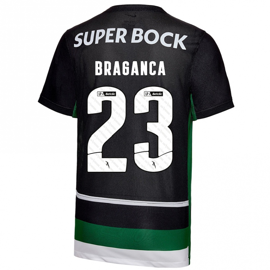 Kids Football Daniel Bragança #23 Black White Green Home Jersey 2024/25 T-Shirt Canada