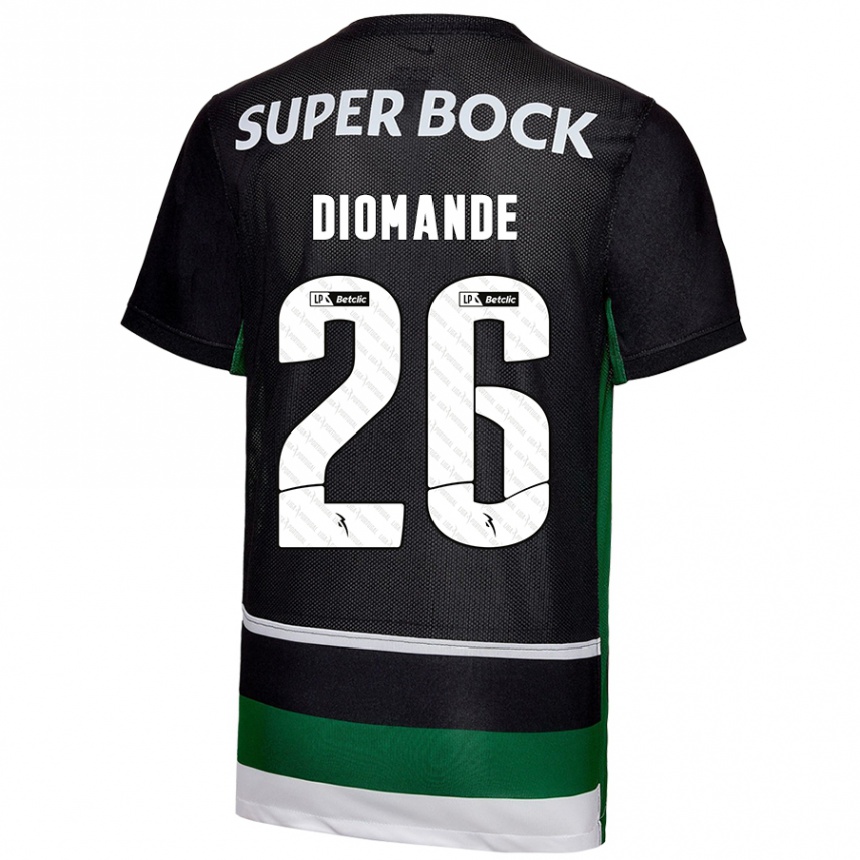 Kids Football Ousmane Diomande #26 Black White Green Home Jersey 2024/25 T-Shirt Canada