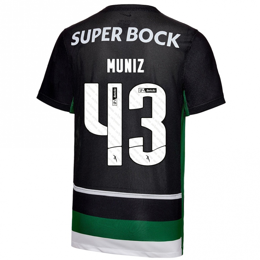 Kids Football João Muniz #43 Black White Green Home Jersey 2024/25 T-Shirt Canada