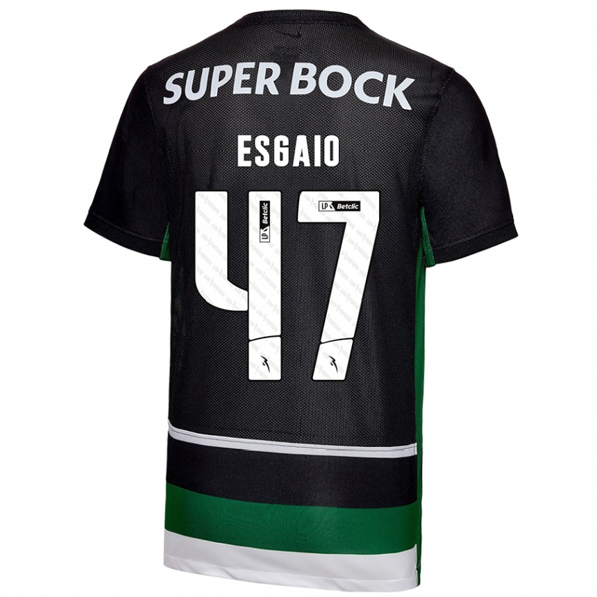 Kids Football Ricardo Esgaio #47 Black White Green Home Jersey 2024/25 T-Shirt Canada