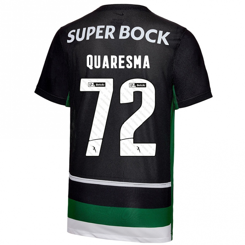 Kids Football Eduardo Quaresma #72 Black White Green Home Jersey 2024/25 T-Shirt Canada