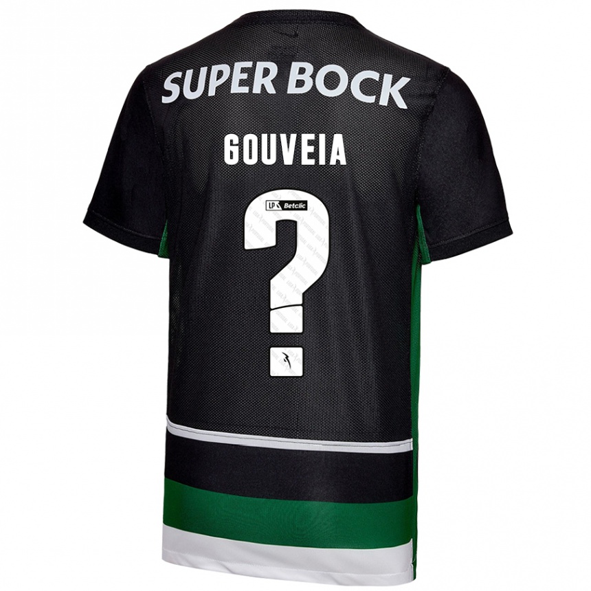 Enfant Football Maillot Miguel Gouveia #0 Noir Blanc Vert Tenues Domicile 2024/25 Canada