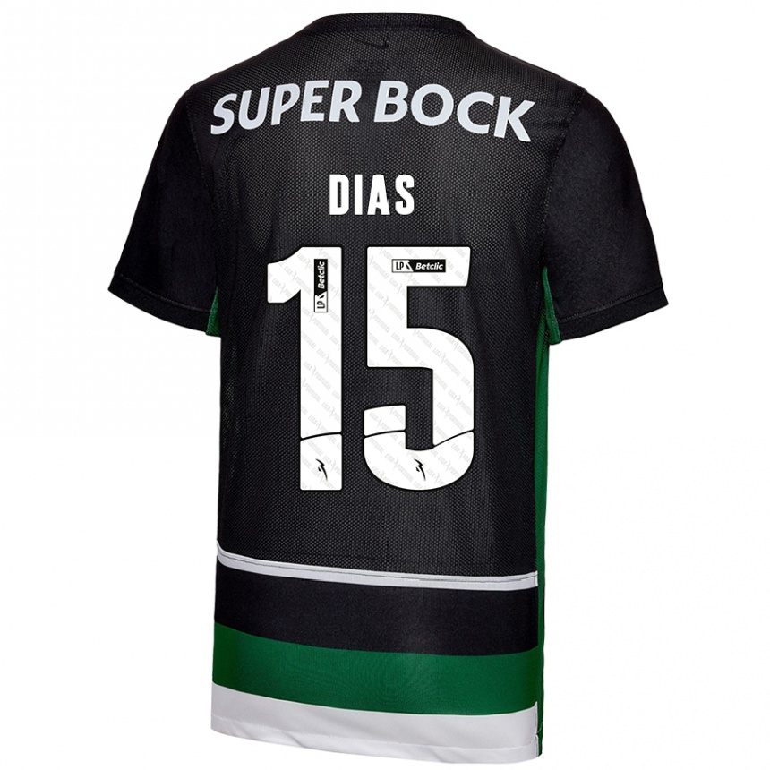 Kids Football Rodrigo Dias #15 Black White Green Home Jersey 2024/25 T-Shirt Canada